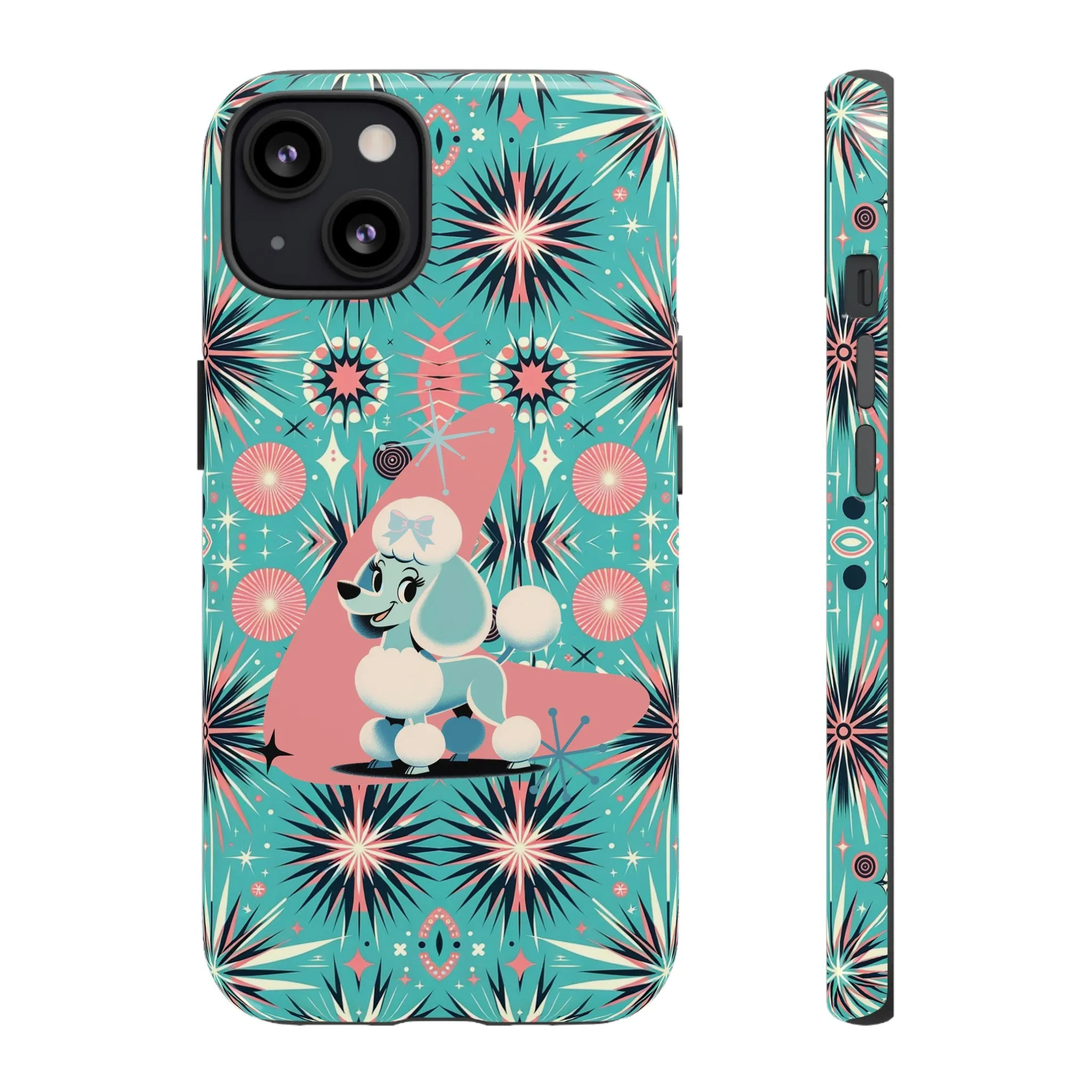 1950s Mid Century Modern Atomic Pink, Poodle Retro Smart Phone Tough Cases