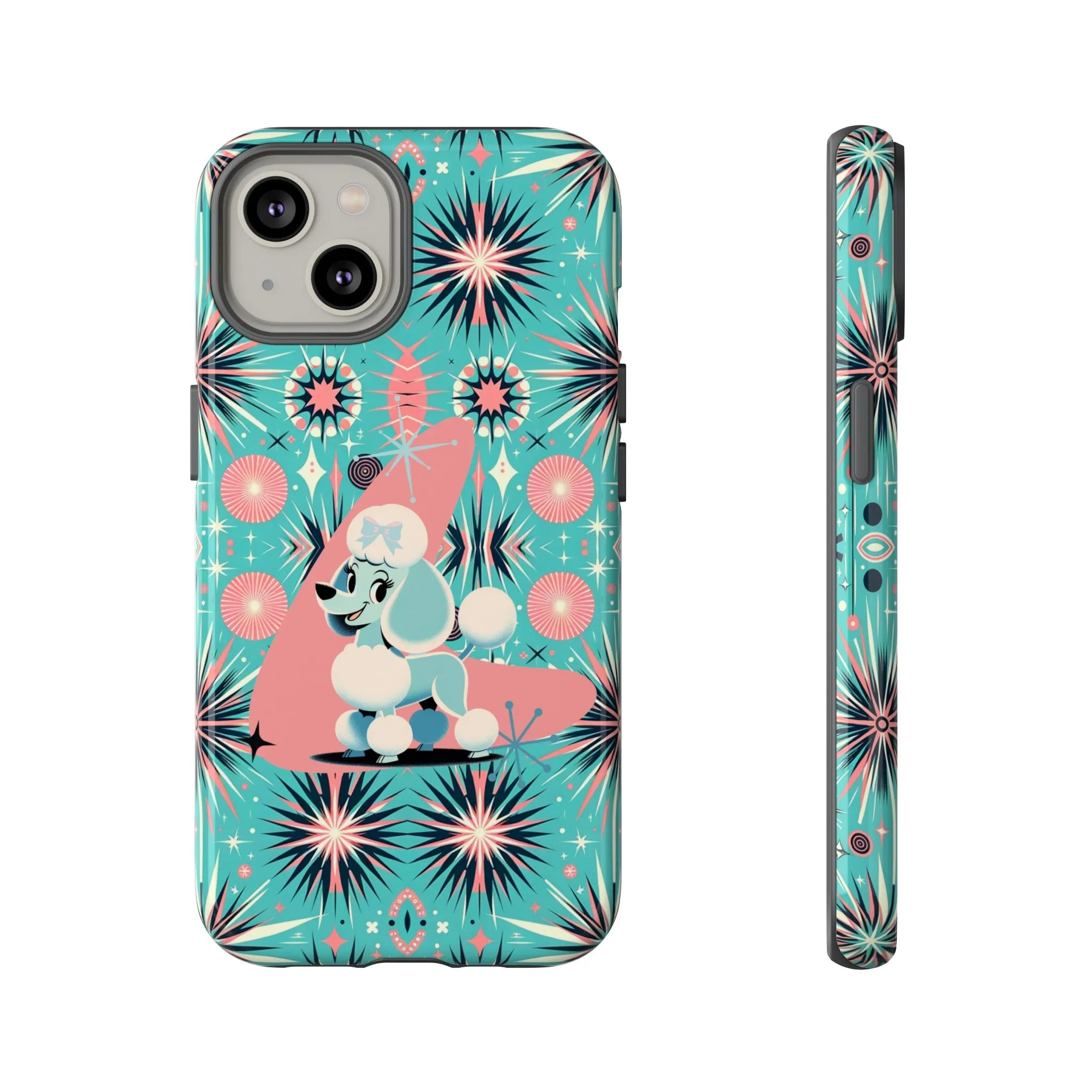 1950s Mid Century Modern Atomic Pink, Poodle Retro Smart Phone Tough Cases