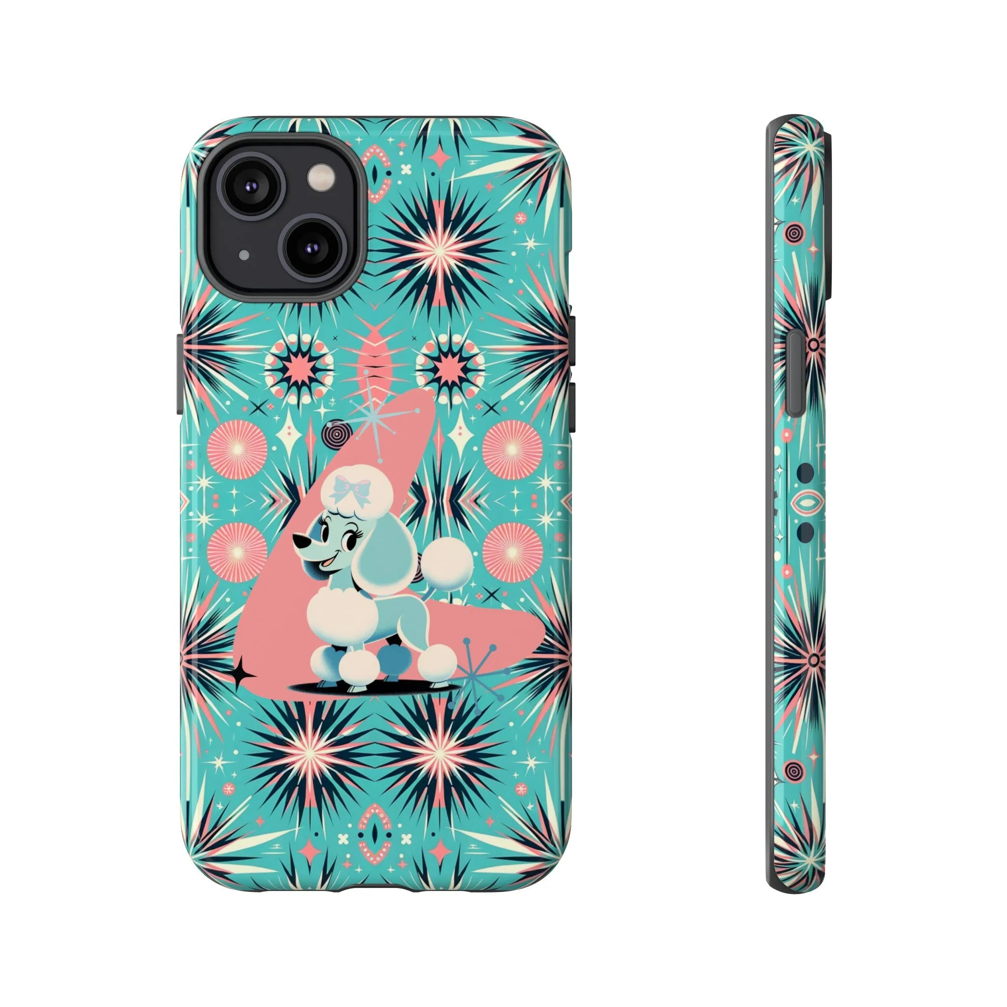 1950s Mid Century Modern Atomic Pink, Poodle Retro Smart Phone Tough Cases