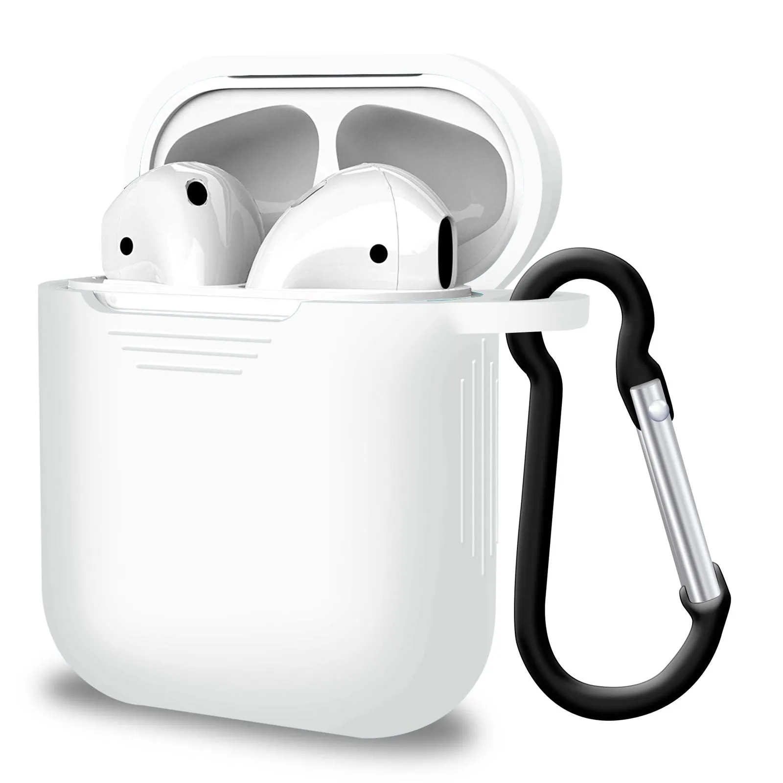 2 in 1 Apple Airpods Silicone Case Earphones Charging Skin Cover White