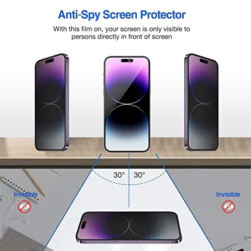 (2 Pack) iPhone 14 Pro Max 6.7" Privacy Tempered Glass Screen Protector | ProCase