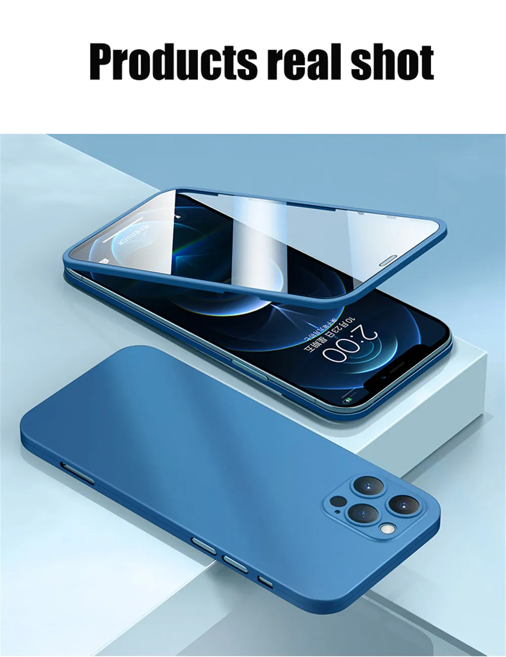 2 Piece Front Tempered Glass   Matte Back Cover For iPhone 12 13 Mini 11 Pro XS Max X XR 360 Full Protection Ultra Thin Shockproof Case
