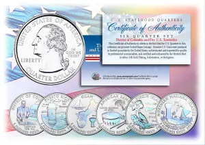 2009 DC & US TERRITORIES Quarters HOLOGRAM - 6-Coin Complete Set - with Capsules & COA