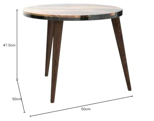20" Resin Walnut Round Side Table | Epoxy End Table | Coffee Table | Mid Century Modern Resin Walnut | Living Room Furniture | Green Color