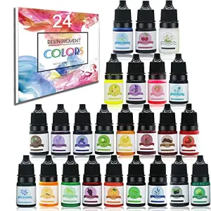 24 Colors Epoxy Resin Pigment - Transparent Epoxy Resin Colorant, Non-Toxic UV Epoxy Resin Liquid Dye for Resin Jewelry DIY Crafts Art Making