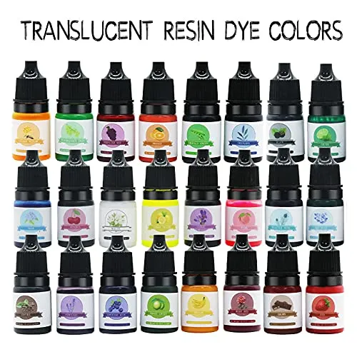 24 Colors Epoxy Resin Pigment - Transparent Epoxy Resin Colorant, Non-Toxic UV Epoxy Resin Liquid Dye for Resin Jewelry DIY Crafts Art Making
