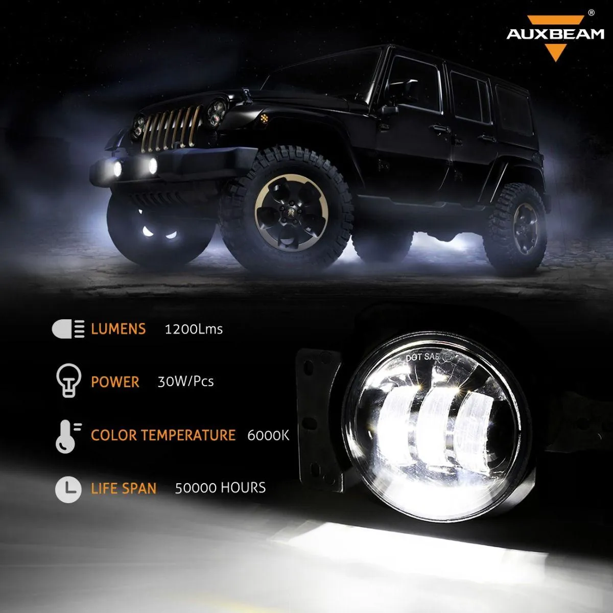 (2pcs/set) 4 Inch Round LED Fog Lamps with 2 Brackets for 2018 2019 2020 Jeep Wrangler JL JLU Jeep Gladiator JT