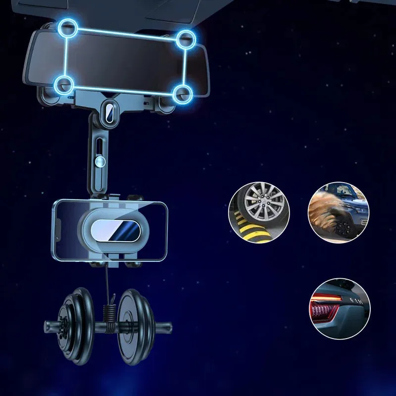 360° Rotatable Adjustable Telescopic Rearview Mirror Phone Holder