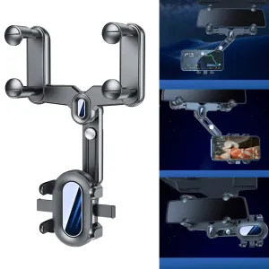 360° Rotatable Adjustable Telescopic Rearview Mirror Phone Holder