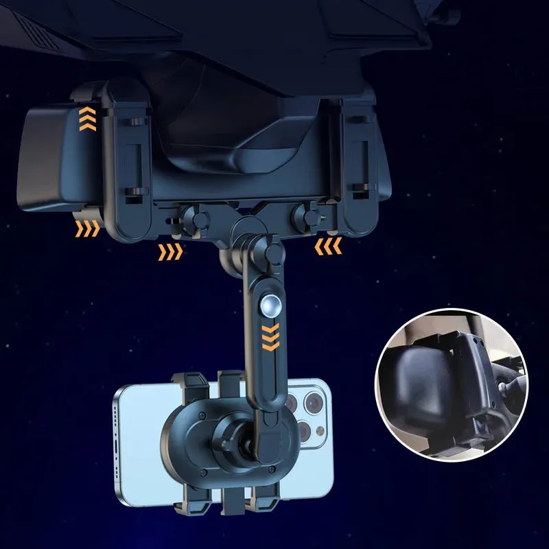 360° Rotatable Adjustable Telescopic Rearview Mirror Phone Holder