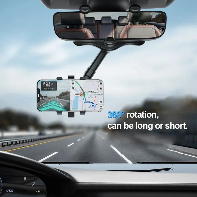 360° Rotatable Multifunctional Car Rearview Mirror Phone Holder