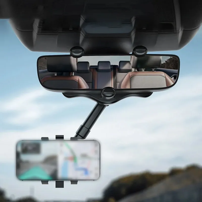 360° Rotatable Multifunctional Car Rearview Mirror Phone Holder