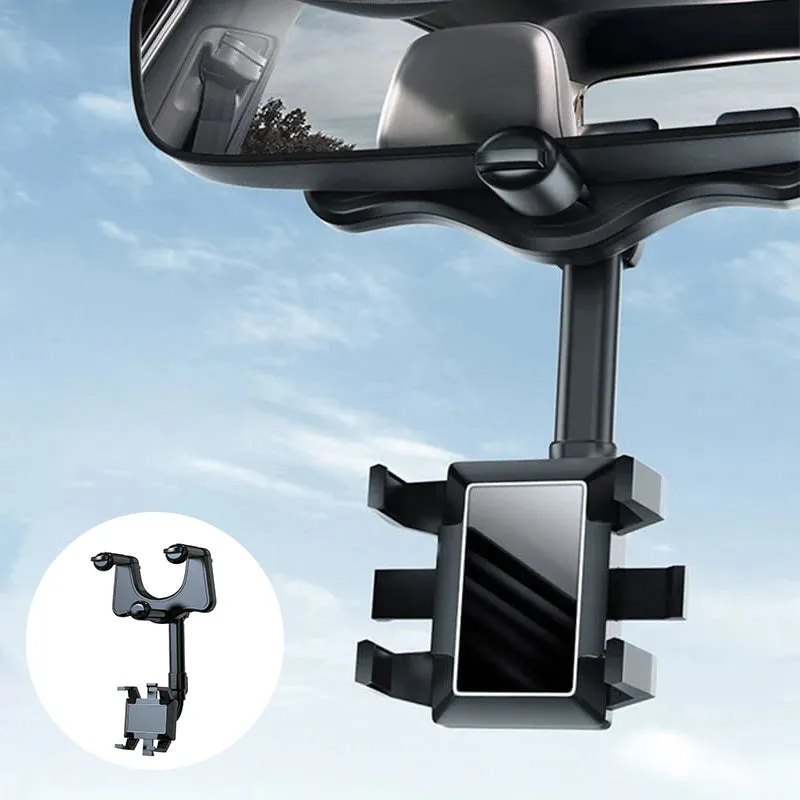 360° Rotatable Multifunctional Car Rearview Mirror Phone Holder