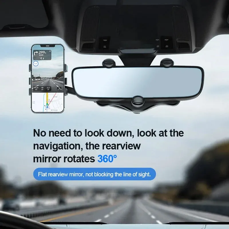 360° Rotatable Multifunctional Car Rearview Mirror Phone Holder