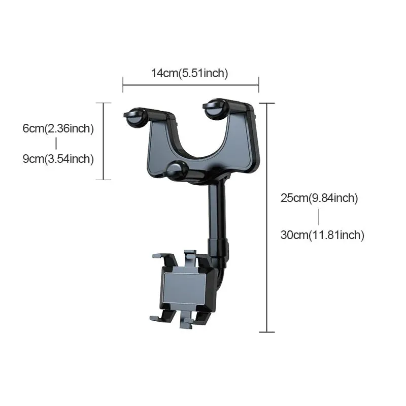 360° Rotatable Multifunctional Car Rearview Mirror Phone Holder