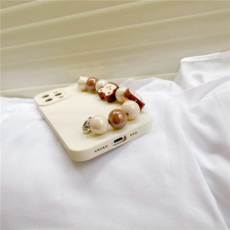 3D Cartoon Bear Wrist Chain Bracelet Phone Case For iPhone