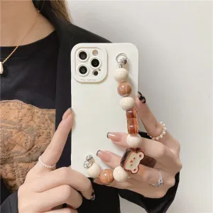 3D Cartoon Bear Wrist Chain Bracelet Phone Case For iPhone
