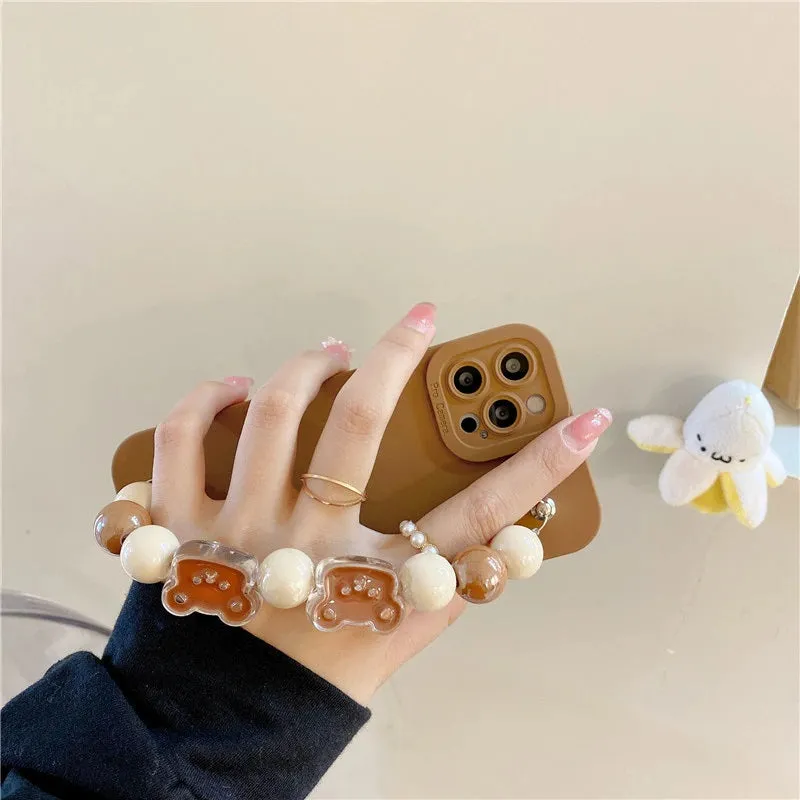 3D Cartoon Bear Wrist Chain Bracelet Phone Case For iPhone