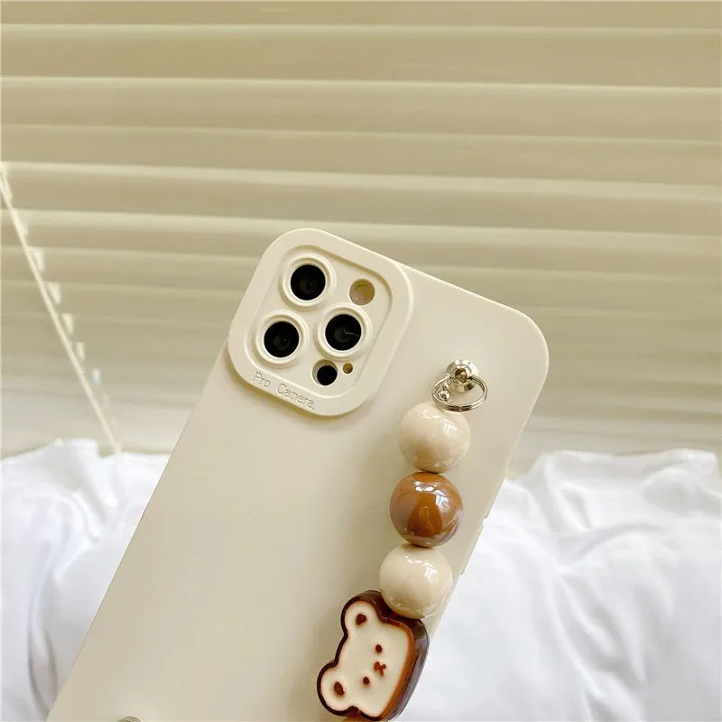 3D Cartoon Bear Wrist Chain Bracelet Phone Case For iPhone