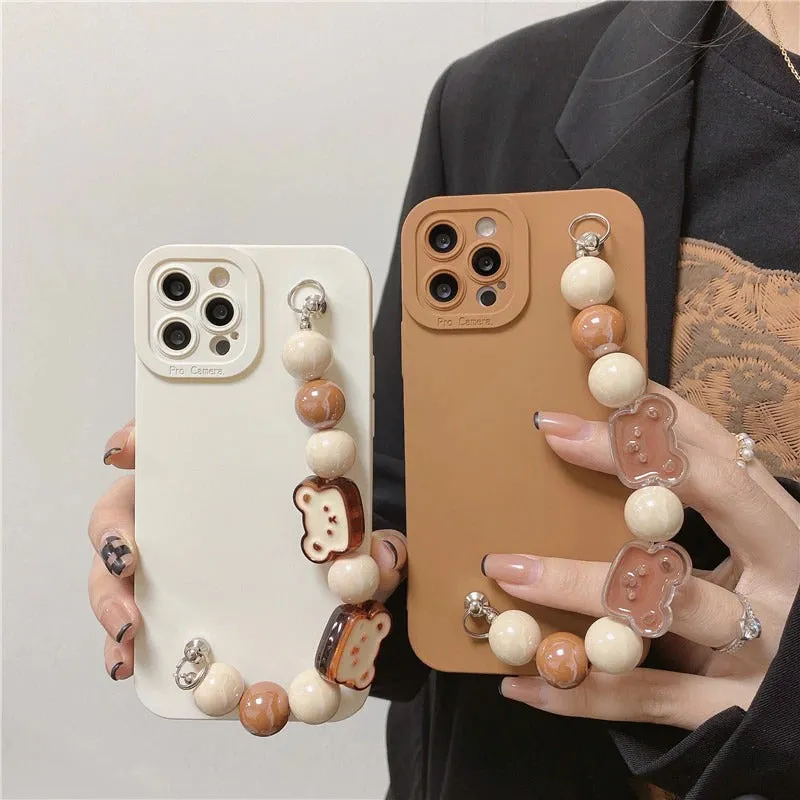 3D Cartoon Bear Wrist Chain Bracelet Phone Case For iPhone