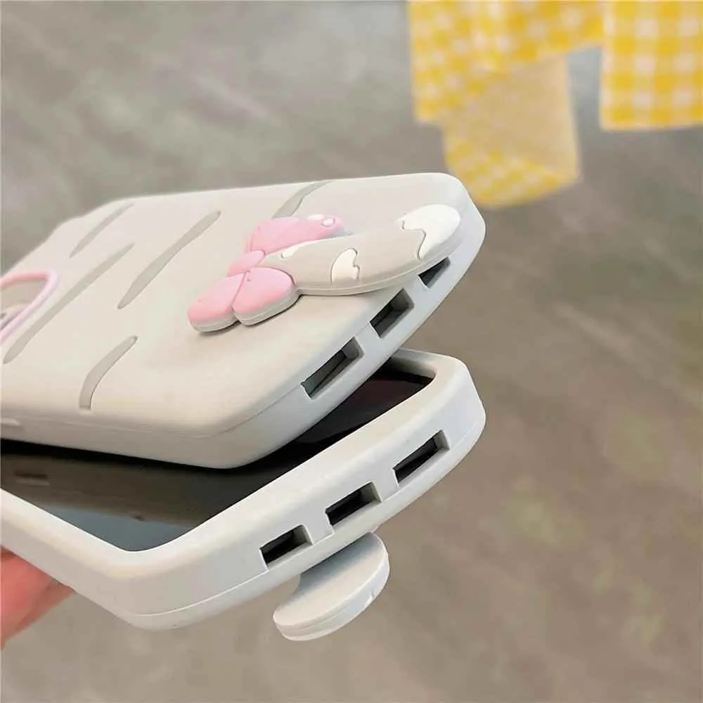 3D Cartoon Bowknot Cat - Cute Phone Cases For iPhone 15, 14 Plus, 13, 12, 11 Pro Max