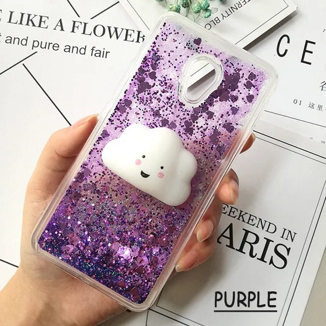 3d Squishy Cat Cases for Meizu M6 Note M5S M3 Note M5 Note MX6 M6S M6 Cover Love Heart Star Glitter Liquid Quicksand Phone Cases