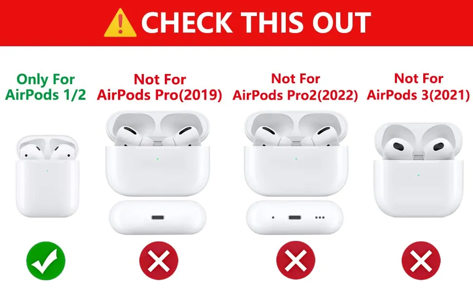 (3Pack) Case for Airpods 1 and Airpods 2, Suublg Silicone Airpods Case Protective Cover with Cute Funny Skin Design, with Keychain