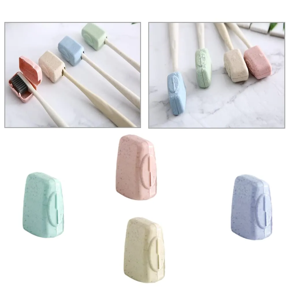 4 Pcs Portable Toothbrush Head Covers, Toothbrush Protective Case, Toothbrush Caps, Toothbrush Protector Case Sutiable for Home Travel Outdoor Camping Hiking Business Trip