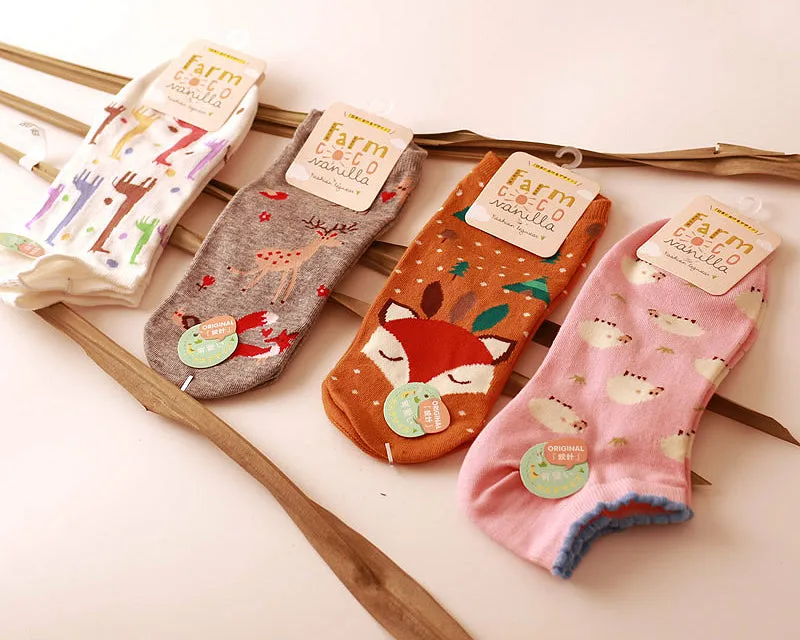 5 Pairs Creative Cute Cartoon Animal Ankle Socks