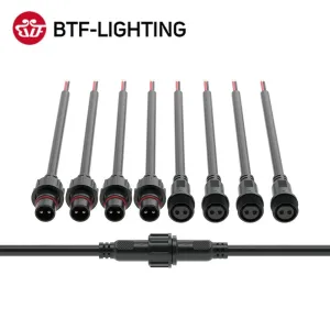 5 Pairs Waterproof IP65 Led Connector 2pin 3pin 4pin 5pin 20cm Male to Female 22AWG 24AWG Black White Cable for LED Light Strip