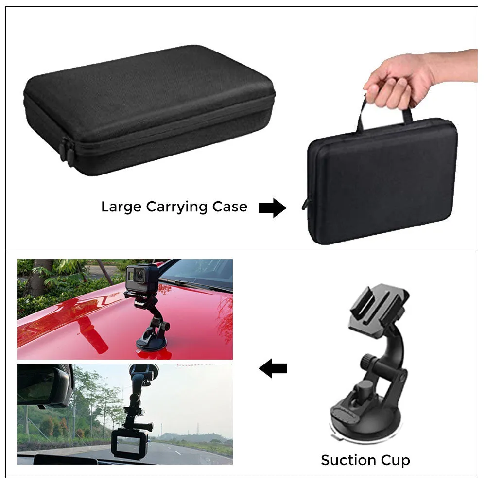 50-In-1 Accessories Compatible For GoPro Hero 10,Hero 9 Travel kit With Carry Case Black