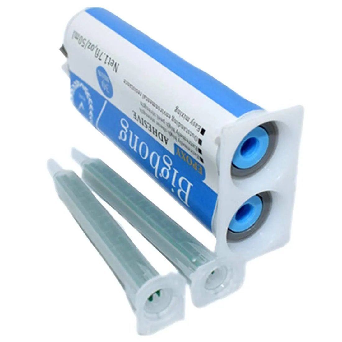 50ml 1:1 Epoxy Resin AB Glue Epoxy Glue Transparent for Bonding Fixing Metal Ceramics Wood Glass Plastic & 2pcs 1:1 Mixing Nozzles