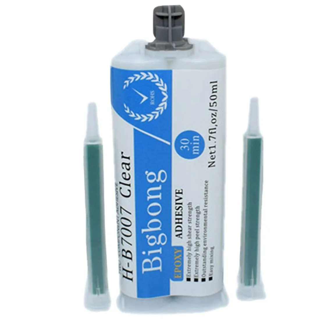 50ml 1:1 Epoxy Resin AB Glue Epoxy Glue Transparent for Bonding Fixing Metal Ceramics Wood Glass Plastic & 2pcs 1:1 Mixing Nozzles