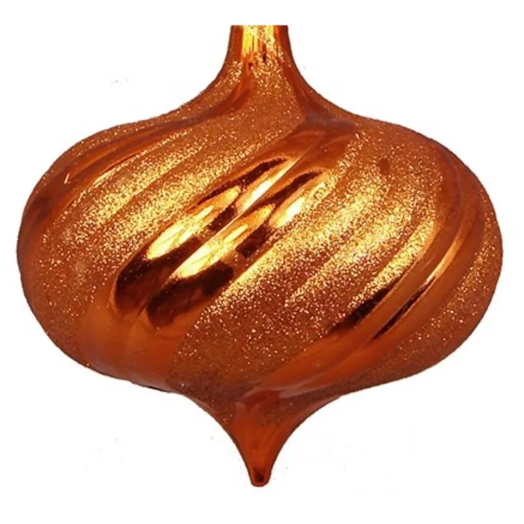 5.75" Burnt Orange Swirl Shatterproof Shiny Christmas Onion Drop Ornaments Set of 4