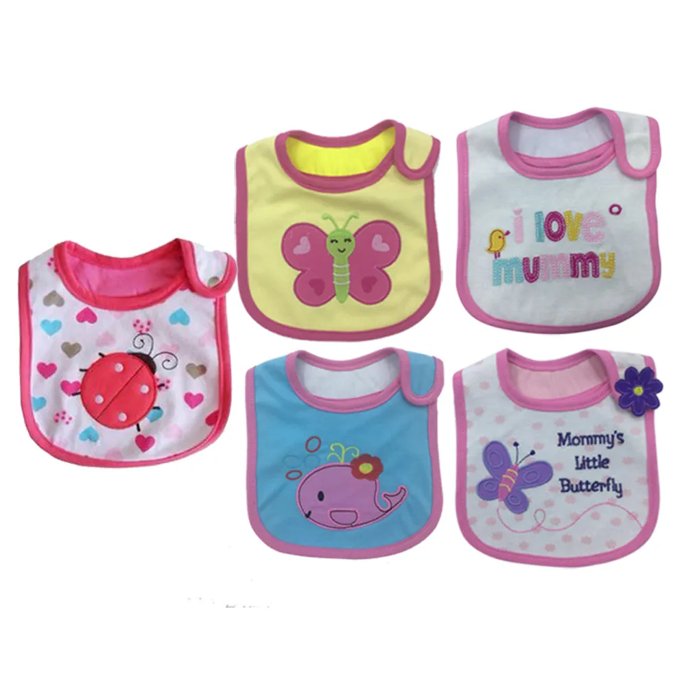 5pcs Baby Bibs Cute Cartoon Embroidery Printed