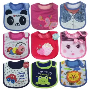 5pcs Baby Bibs Cute Cartoon Embroidery Printed