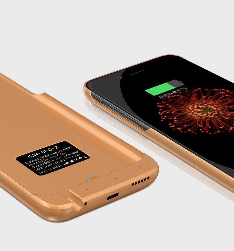 7000mAh Rechargeable Backup Power Case Cover for iPhone 6 External Battery Charger Case for iPhone 6Plus Power Bank Case 8000mAh