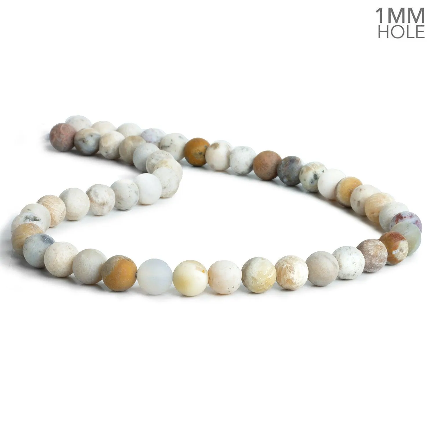 8mm Matte Fossilized Coral Plain Rounds 15 inch 45 beads