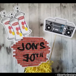 90s HIP HOP BIRTHDAY Graffiti Artist  Centerpiece Cut Outs Fresh Prince Boom Box 90s Themed I love the 90s