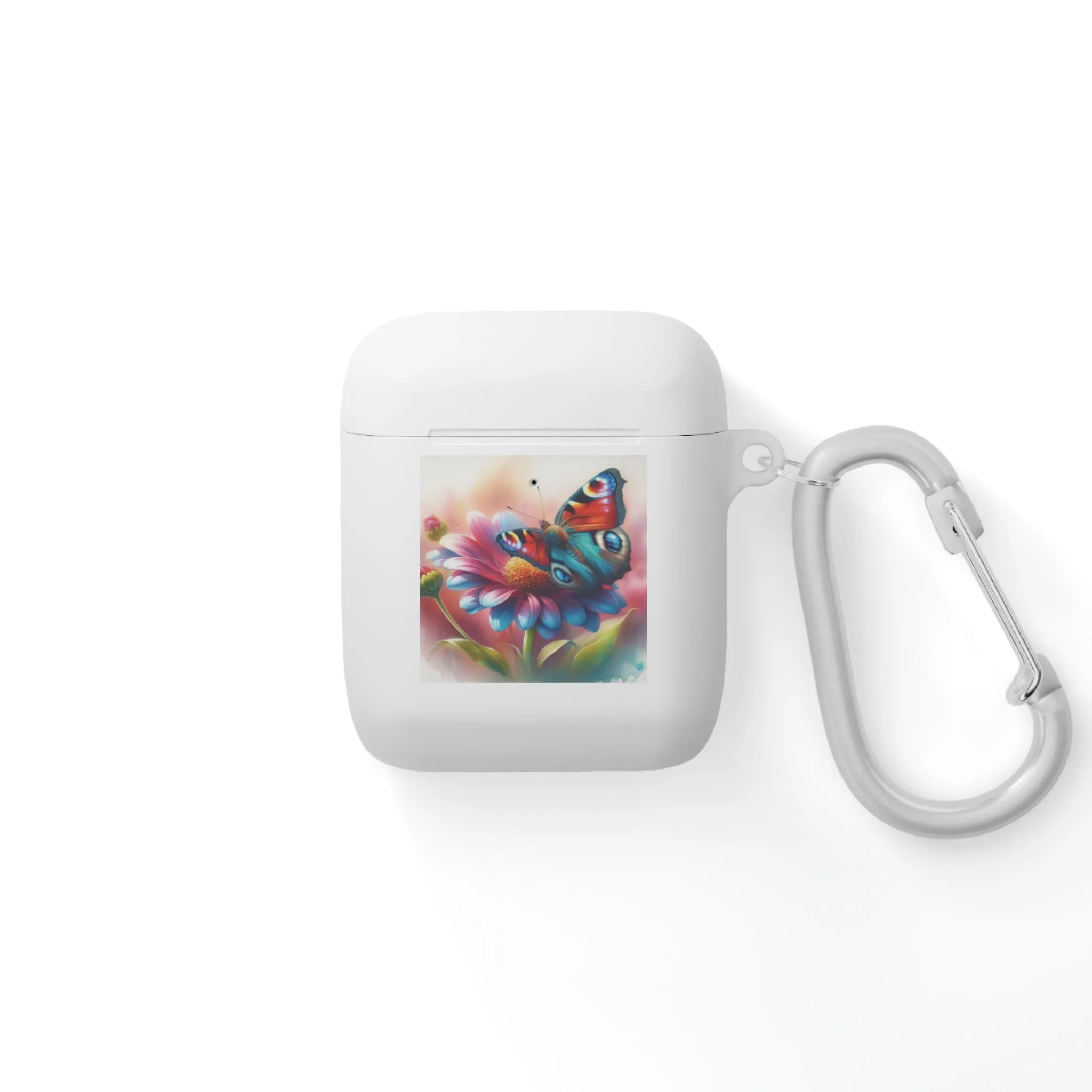 A butterfly landing on a flower, colorful and with a watercolor effect AirPods Case Cover
