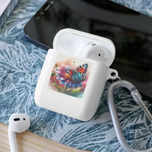 A butterfly landing on a flower, colorful and with a watercolor effect AirPods Case Cover