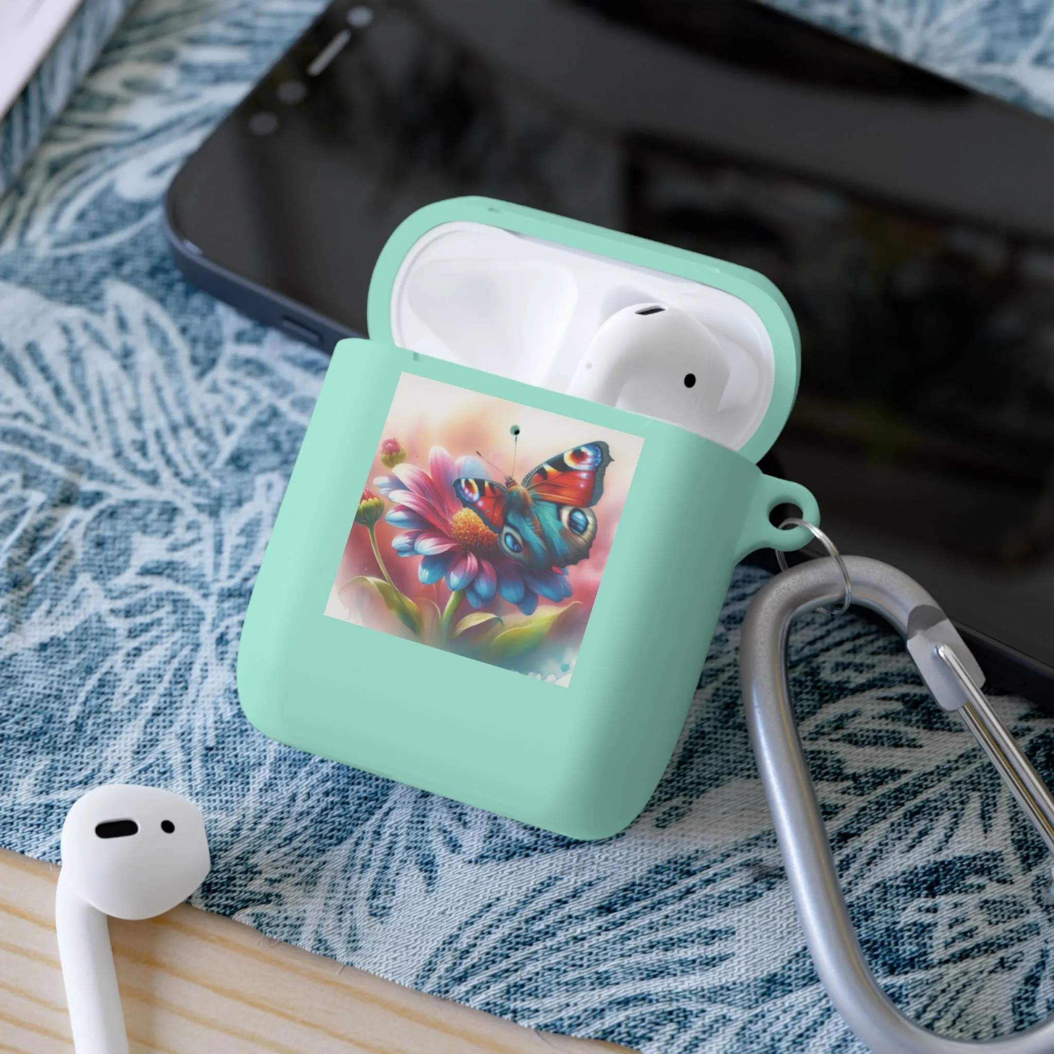 A butterfly landing on a flower, colorful and with a watercolor effect AirPods Case Cover
