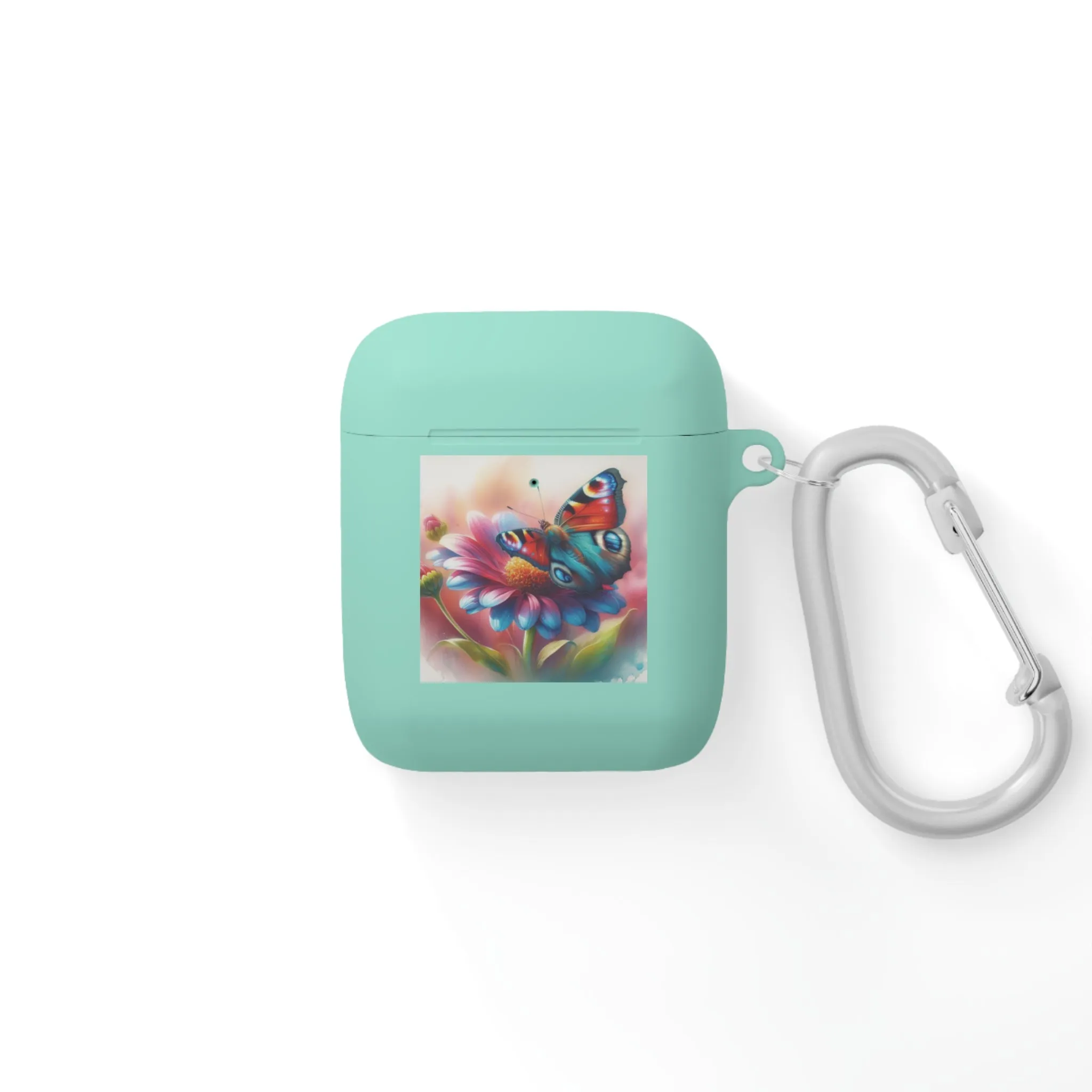 A butterfly landing on a flower, colorful and with a watercolor effect AirPods Case Cover
