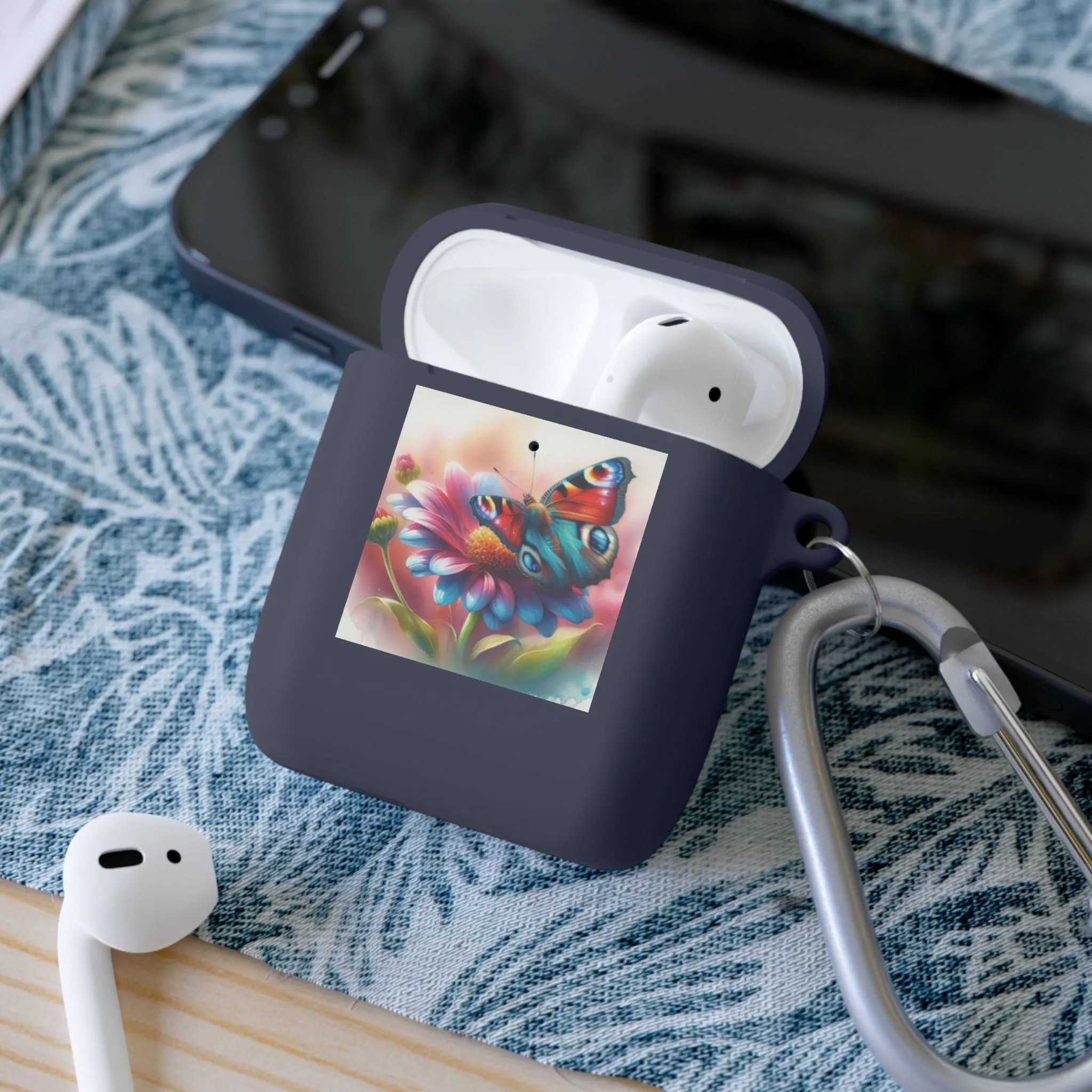 A butterfly landing on a flower, colorful and with a watercolor effect AirPods Case Cover