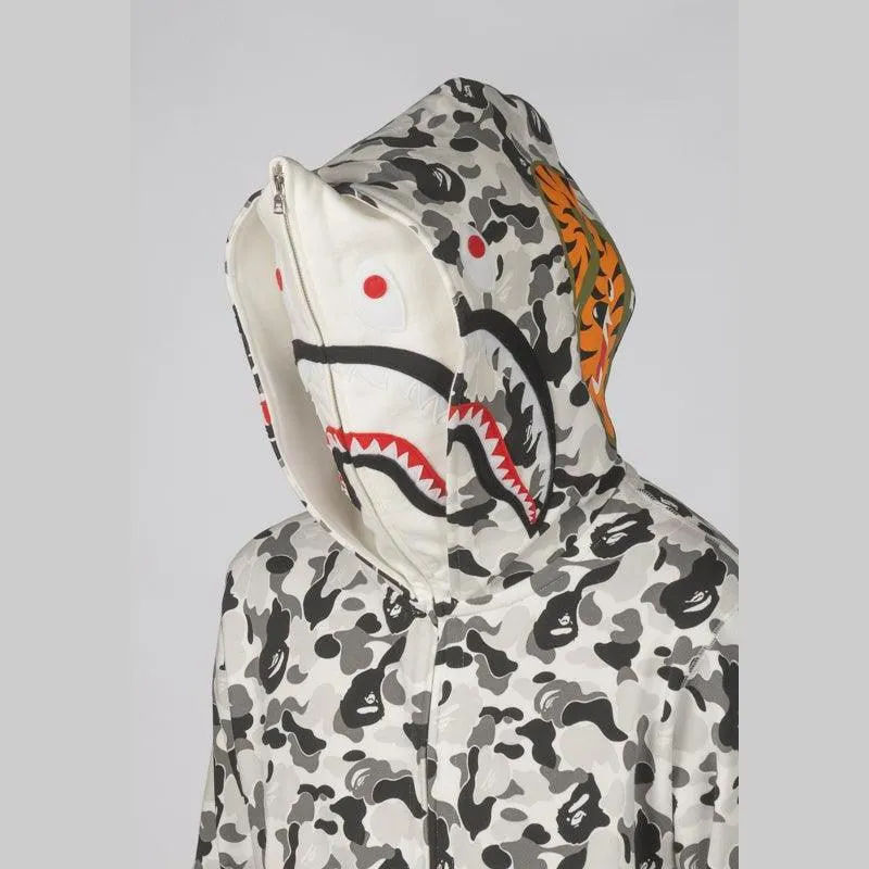 ABC Camo Double Shark Full Zip Hoodie - Grey