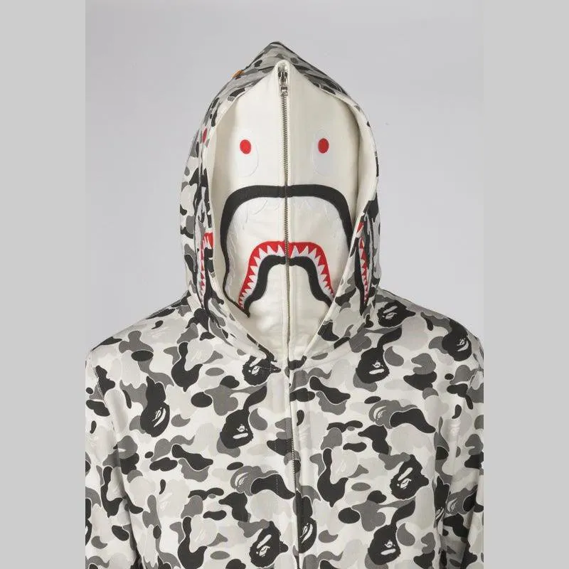 ABC Camo Double Shark Full Zip Hoodie - Grey