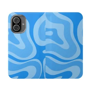 Abstract Blue Retro Flip Cover Phone Case