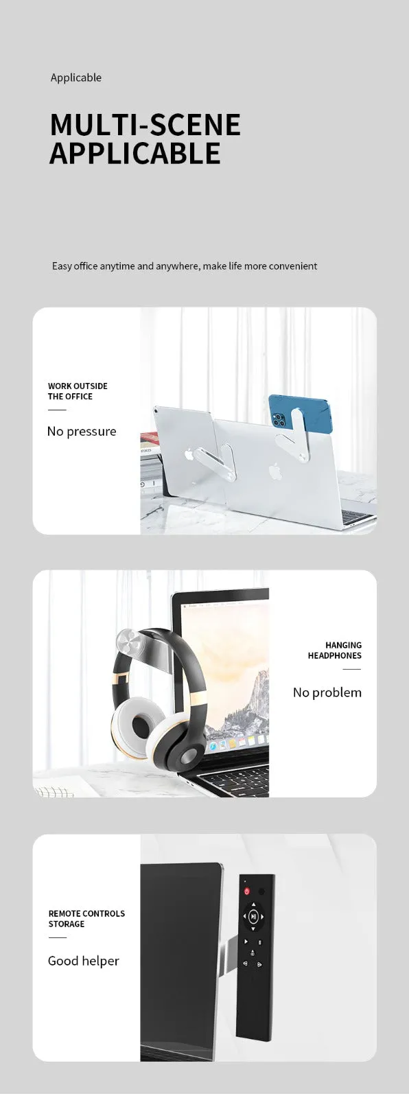 Adjustable Phone Stand Holder Screen Support Holder Laptop Side Mount Connect Tablet Bracket Dual Monitor Display Clip(10 Pack)
