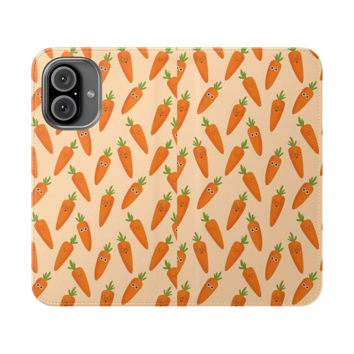 Adorable Carrot-Themed Flip Cover Phone Case