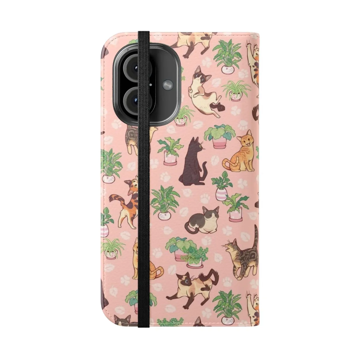 Adorable Cat-Themed Flip Cover Phone Case